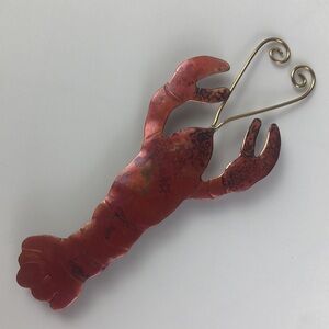 Maine Metal Art Lobster Pin Red Patina